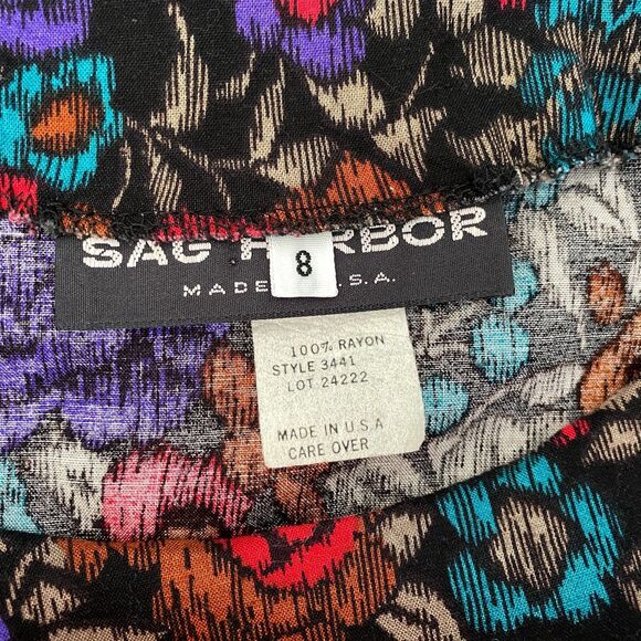 Sag Harbor Women's 8 Bright Colorful Floral Short Sleeve Blouse Top VTG 80s 90s - Picture 8 of 9